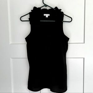 NY & Co. Black Top with V Ruffles